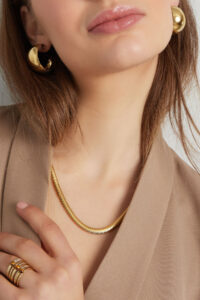 Unisex ketting plat met structuur - Goud