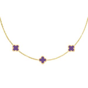 Lucky clover ketting - Goud/paars