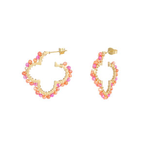 Clover beads oorbellen - Roze/multikleur