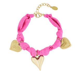 Color bliss heart armband - Roze