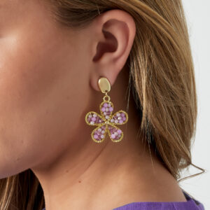 Flower girls oorbellen - Paars/Roze